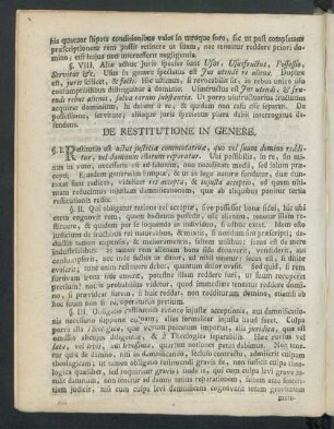 De Restitutione In Genere
