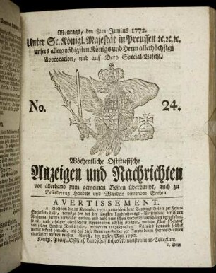 No. 24. Montags, den 8ten Junius 1772.