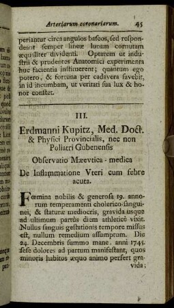 Erdmanni Kupitz,...De Inflammatione Uteri cum febre acuta.