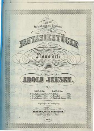 Fantasiestücke : für d. Pianoforte ; op. 7, 2. Nr. 4 Räthsel. Nr. 5 Rosenlied. Nr. 6 Wandernde Zigeuner. - 19 S.