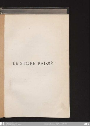 Le store baissé : histoire parisienne