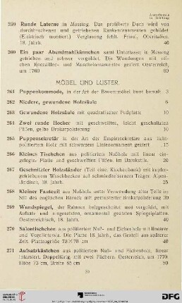 Möbel und Luster (Nr. 261-285)