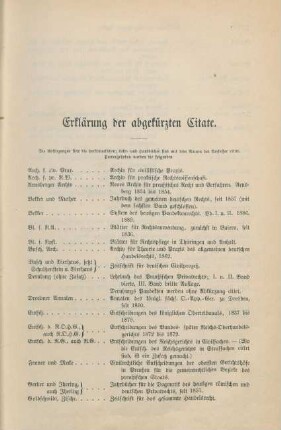Erklärung der abgekürzten Citate