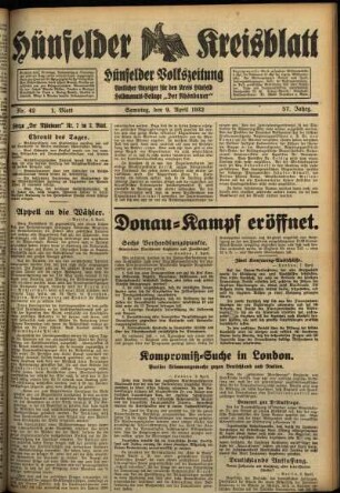 Erste Ausgabe vom Samstag, den 09. April 1932.