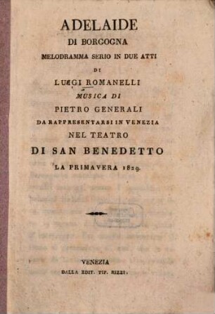 Adelaide di Borgogna : Melodramma serio in 2 atti