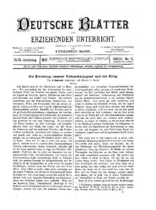 Die Erziehung unserer Volksschuljugend und der Krieg : (Schluß)