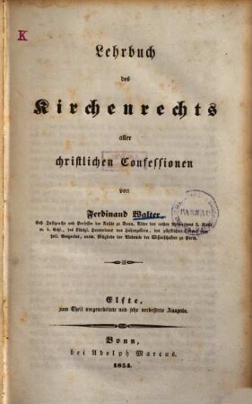 Lehrbuch des Kirchenrechts aller christlichen Confessionen