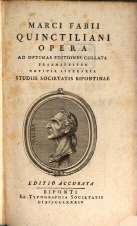 Marci Fabii Quinctiliani Opera : Ad Optimas Editiones Collata. 1