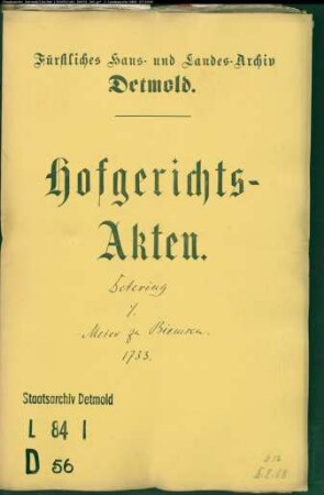 Detering, Amtsrat gegen Meier zu Biemsen - Schuldforderung