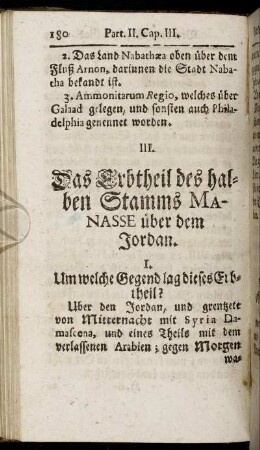 III. Das Ertheil des halben Stamms Manasse über dem Jordan.