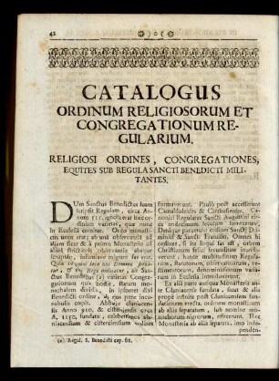 Catalogus Ordinum Religiosorum Et Congregationum Regularium.