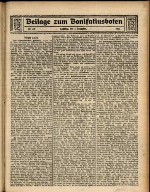 Zweite Ausgabe vom Sonntag, den 07. Dezember 1913.