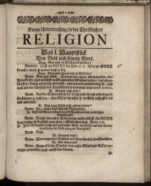 Kurtze Unterweisung in der Christlichen Religion.