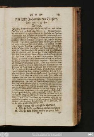 Am Feste Johannis des Täufers. Text Luc. I, 57 - 80.
