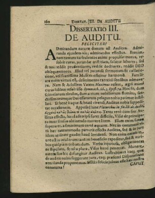 Dissertatio III. De Auditu.