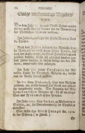 Einige merkwürdige Begebenheiten.