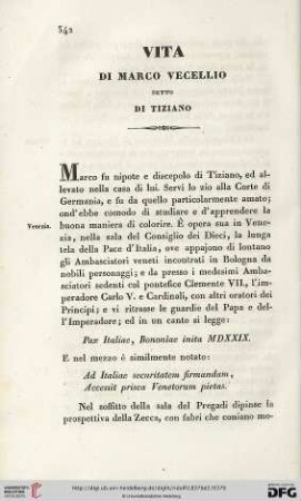 Vita di Marco Vecellio detto di Tiziano