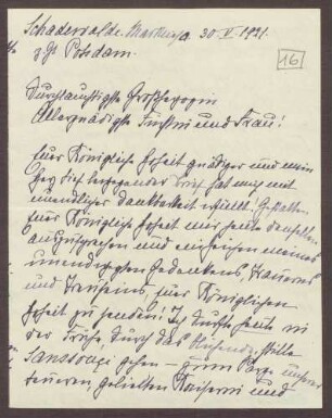 Schreiben von Elisabeth von Esebeck an Großherzogin Luise von Baden; Eindrücke von der Beerdigung der Kaiserin Auguste Viktoria