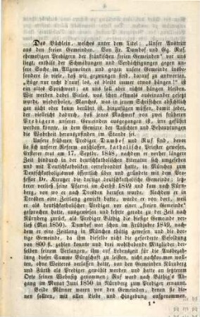 Untreue schlägt den eigenen Herrn : Erwiderung des Vorstandes des freien christlichen Gemeinde Nürnberg auf die Schrift: "Unser Austritt aus den freien Gemeinden" von Friedr. Dumhof und Gg. Ruf
