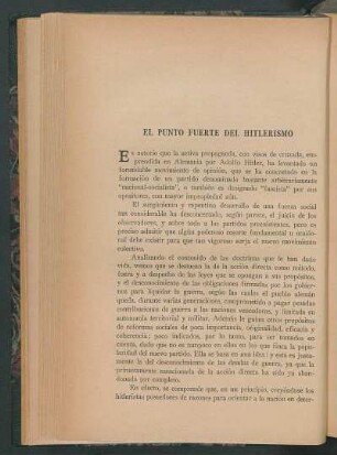 El punto fuerte del hitlerismo