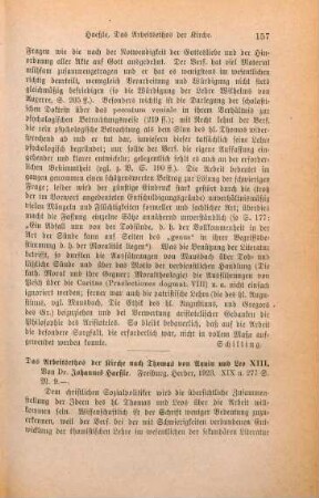 157-158 [Rezension] Hässle, Johannes, Das Arbeitsethos der Kirche nach Thomas von Aquin und Leo XIII.