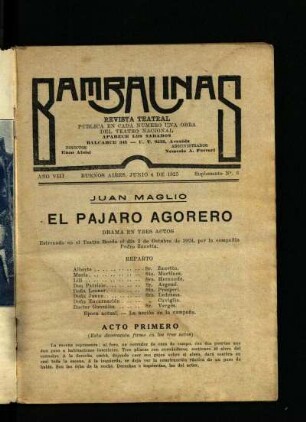 El pájaro agorero : drama en tres actos
