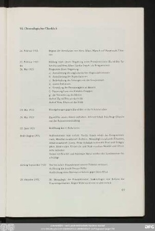 VI. Chronologischer Überblick