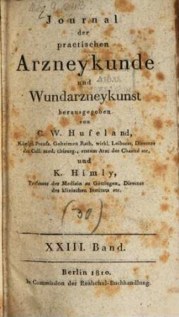 Journal der practischen Heilkunde. 30 = Bd. 23. 1810