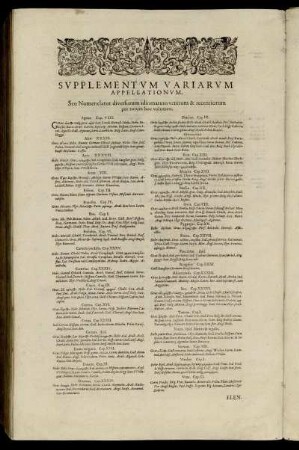 Supplementum variarum Appellationum.