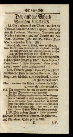 Der andere Theil / Von den Verbis