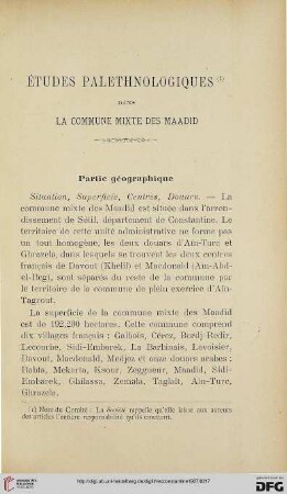 Sér. 4: Études palethnologiques dans la commune mixte des Maadid