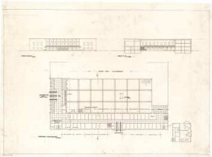 Gsaenger, Gustav; Grünwald bei München (Bayern); Reichsführerschule - Hauptbau (Grundriss EG), Vorderseite (Ansicht), Schnitt