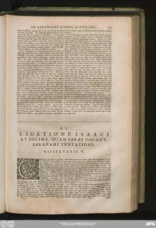 De Ligatione Isaaci Et Decima, Quam Ebraei Vocant, Abrahami Tentatione. Dissertatio V.