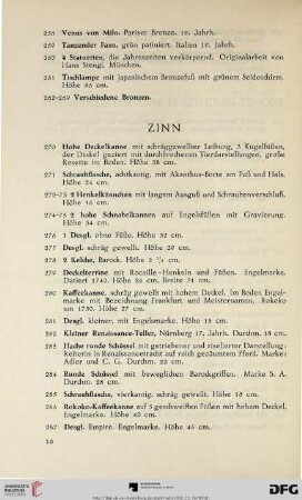 Zinn (Nr. 270-293)