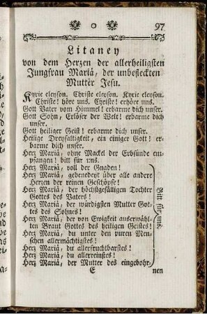 Litaney von dem Herzen der allerheiligsten Jungrau Maria, der unbefleckten Mutter Jesu
