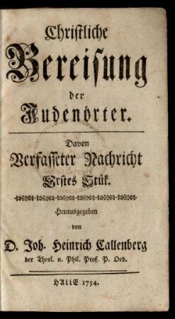 St. 1: Christliche Bereisung der Judenörter