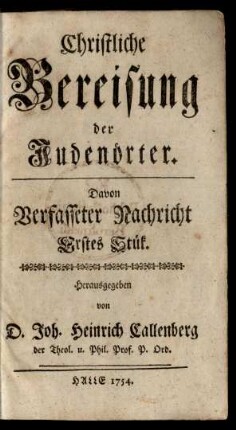St. 1: Christliche Bereisung der Judenörter