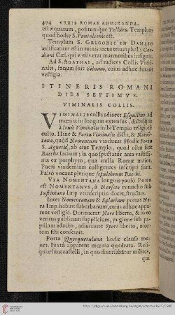 Itineris Romani Dies Septimus Viminalis Collis