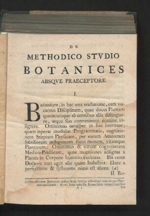 De methodico stvdio botanices absqve praeceptore.