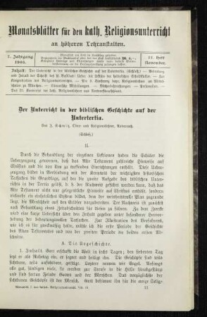 ¬Der¬ Unterricht in der biblischen Geschichte auf der Untertertia : (Schluß)