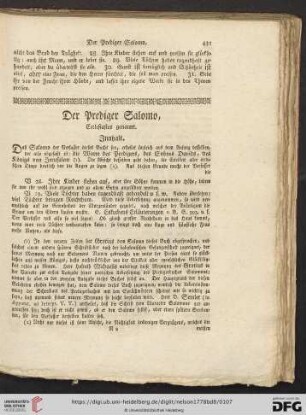 Der Prediger Salomo, Ecclesiastes genannt