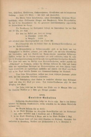 XVIII. Sanitäts-Anstalten