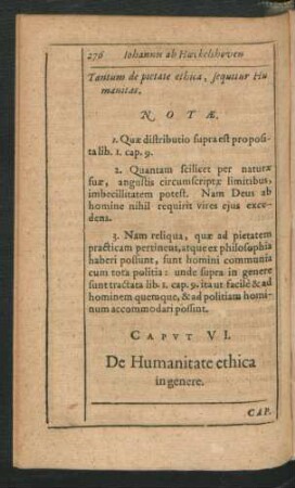 Caput VI. De Humanitate ethica in genere.