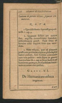 Caput VI. De Humanitate ethica in genere.