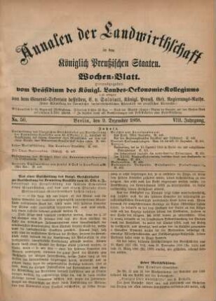 No. 50. Berlin, den 9. Dezember 1868. VIII. Jahrgang.