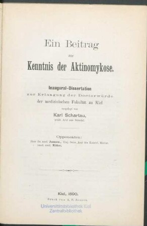 Ein Beitrag zur Kenntnis der Aktinomykose