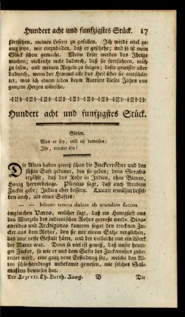 Hundert acht und funfzigstes Stück
