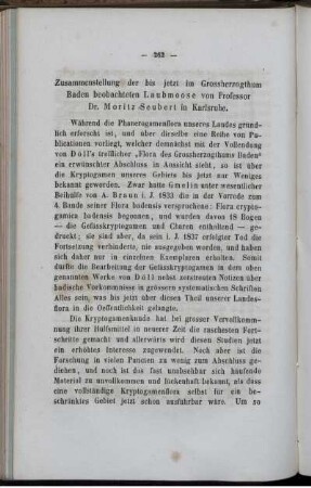 Zusammenstellung der bis jetzt im Grossherzogthum Baden beobachteten Laubmoose.