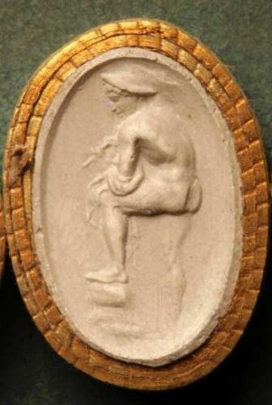 Mercurius (Hermes) tritt auf einen Stein (Daktyliothek, Supplement)
