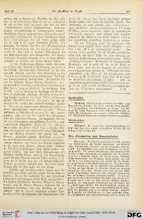 Todesfälle / Gedenktage / Aus Künstler-Vereinen / Aus Kunstvereinen / Vom Kunsthandel / Aus Galerien und Museen / Auktionen / Vermischtes / Literatur-Umschau / Briefkasten der Schriftleitung / Werbung